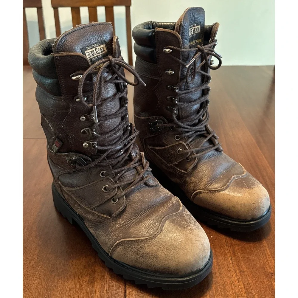 Guide Gear Men's 10.5 Brown Leather Waterproof Insulated Hunting Work Boots